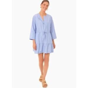 Pomander Place Tuckernuck Lucy Tiered Mini Dress Chambray Blue Large
